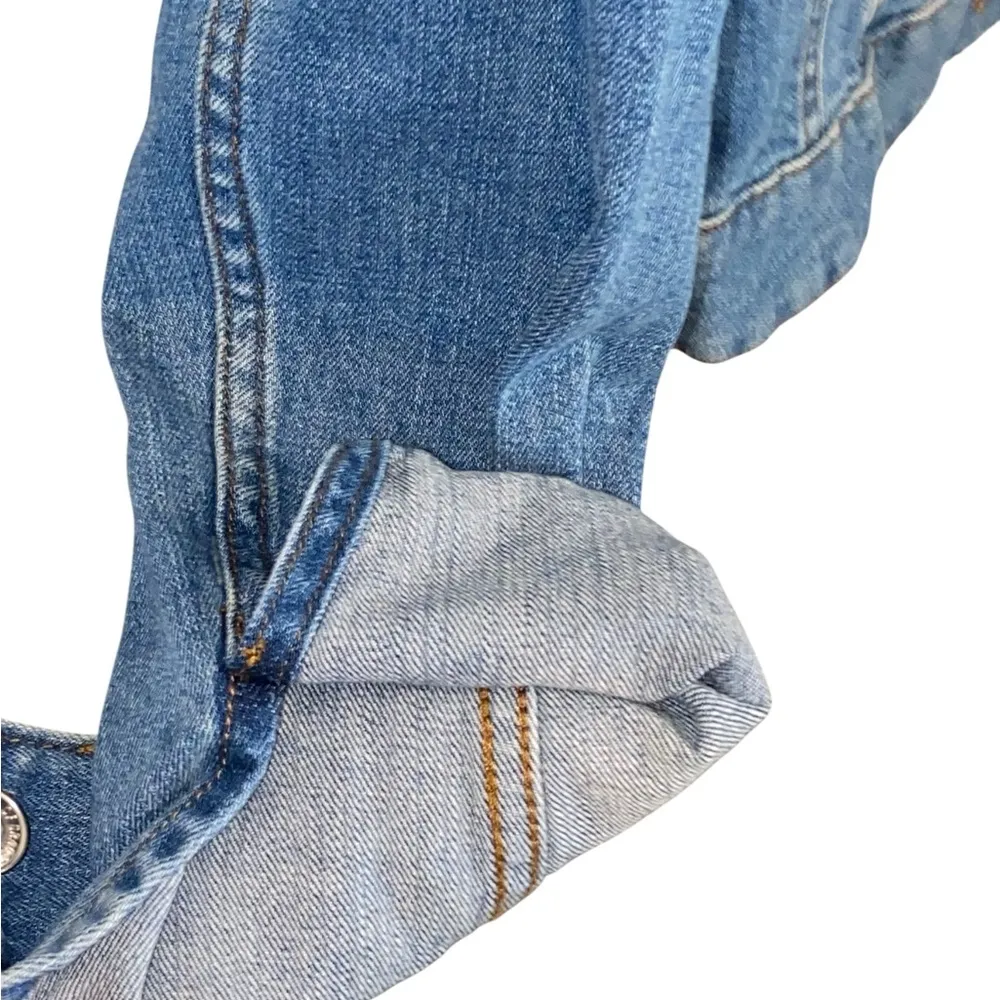 LOGG Label Of Graded Goods H&M Jean Jacket Denim Silver buttons medium Blue - Image 4