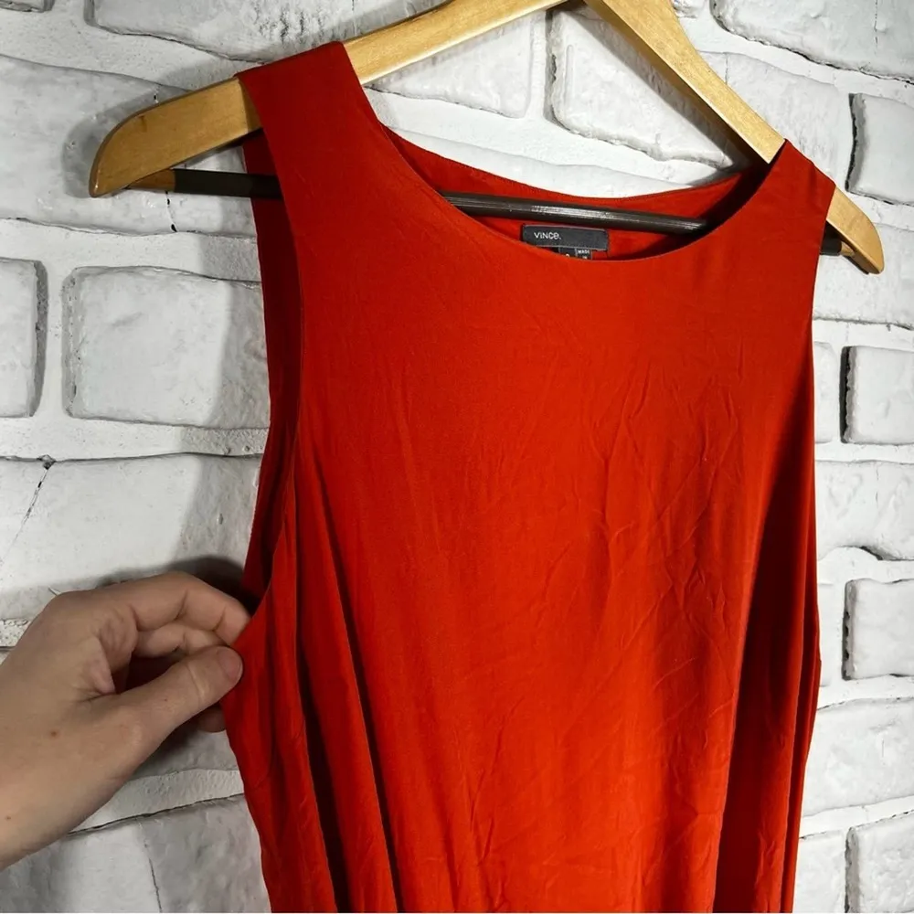 Vince Silk Blend Orange Mini Dress Size Small - Image 7