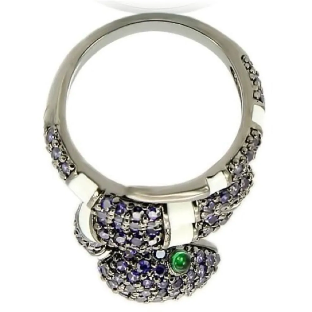 Snake Ruthenium triple AAA CZ Ring size 6 Green - Image 6