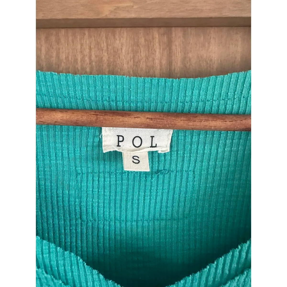 POL Wide Sleeve Oversized Thermal Knit Top Teal Blue / Green Women’s size Small - Image 6