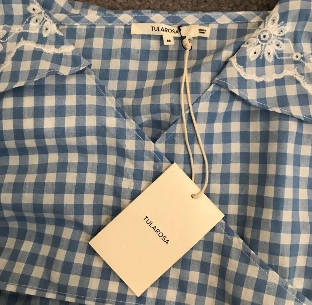 NTW  Gingham Cropped Cold Shoulder Wrap Top - Image 6