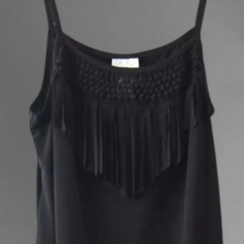 Dotti Fringe Black Slip Dress NWT Size S Y2K Western Mini Boho Grunge - Image 2