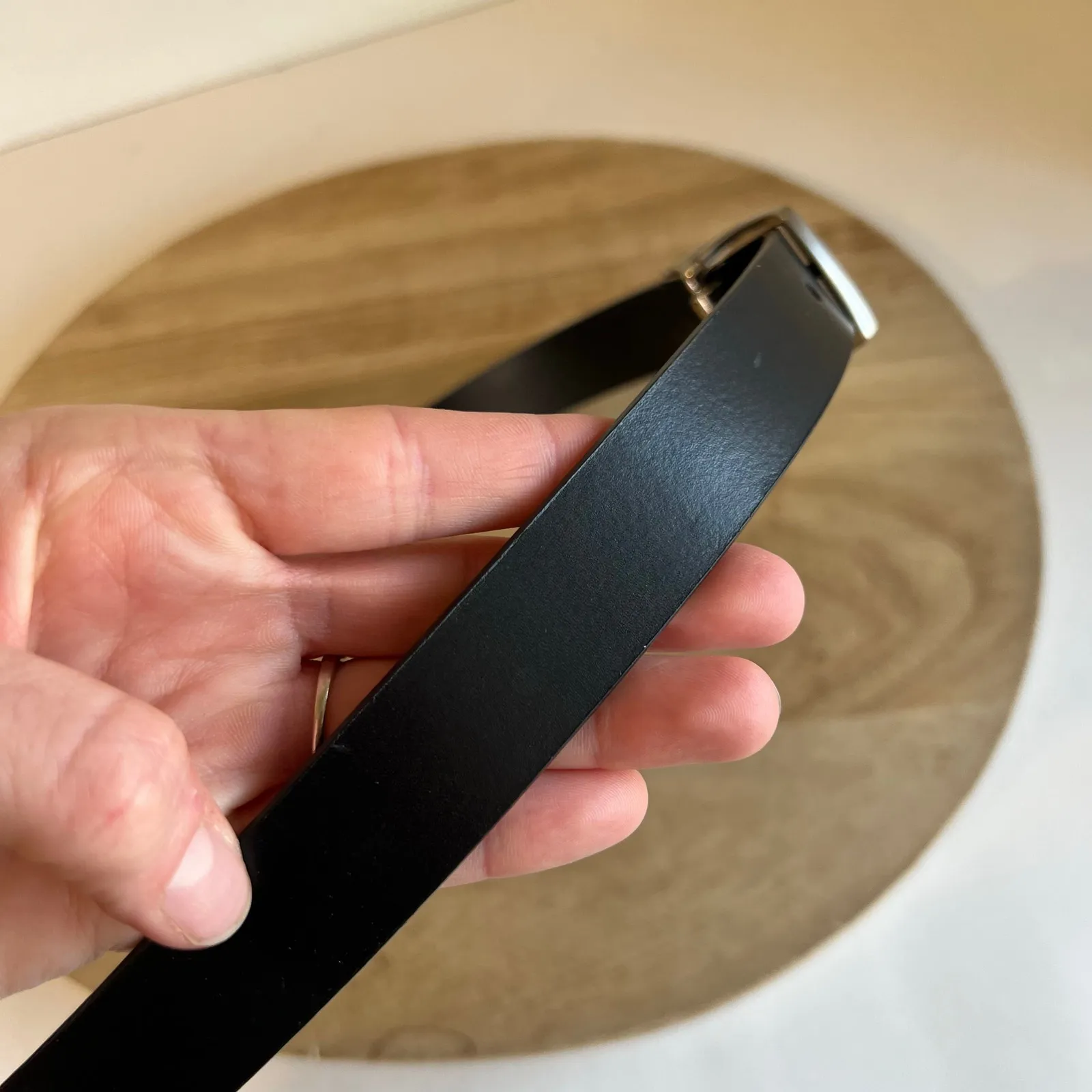 Vintage 90s Calvin Klein Black Genuine Leather Silver Buckle Belt Size XL - Image 3