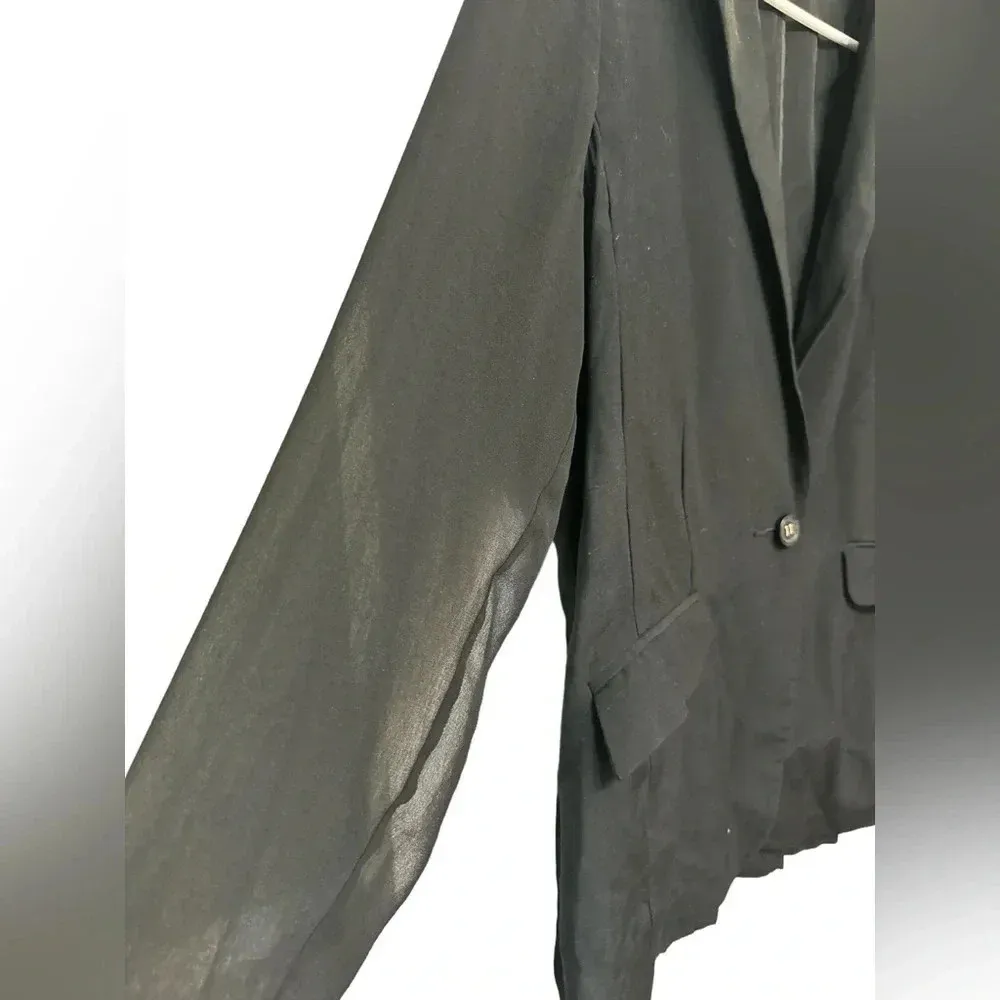 CAbi Chic Jacket Blazer Style # 309 Black w Sheer Sleeves one button - Image 3