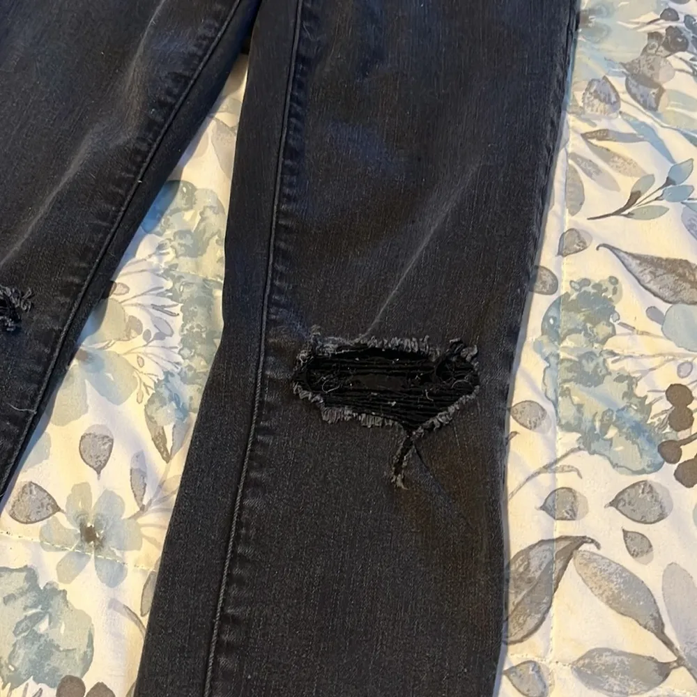 America Eagle Next Level Stretch Black Distressed Jeans Size 2 - Image 3