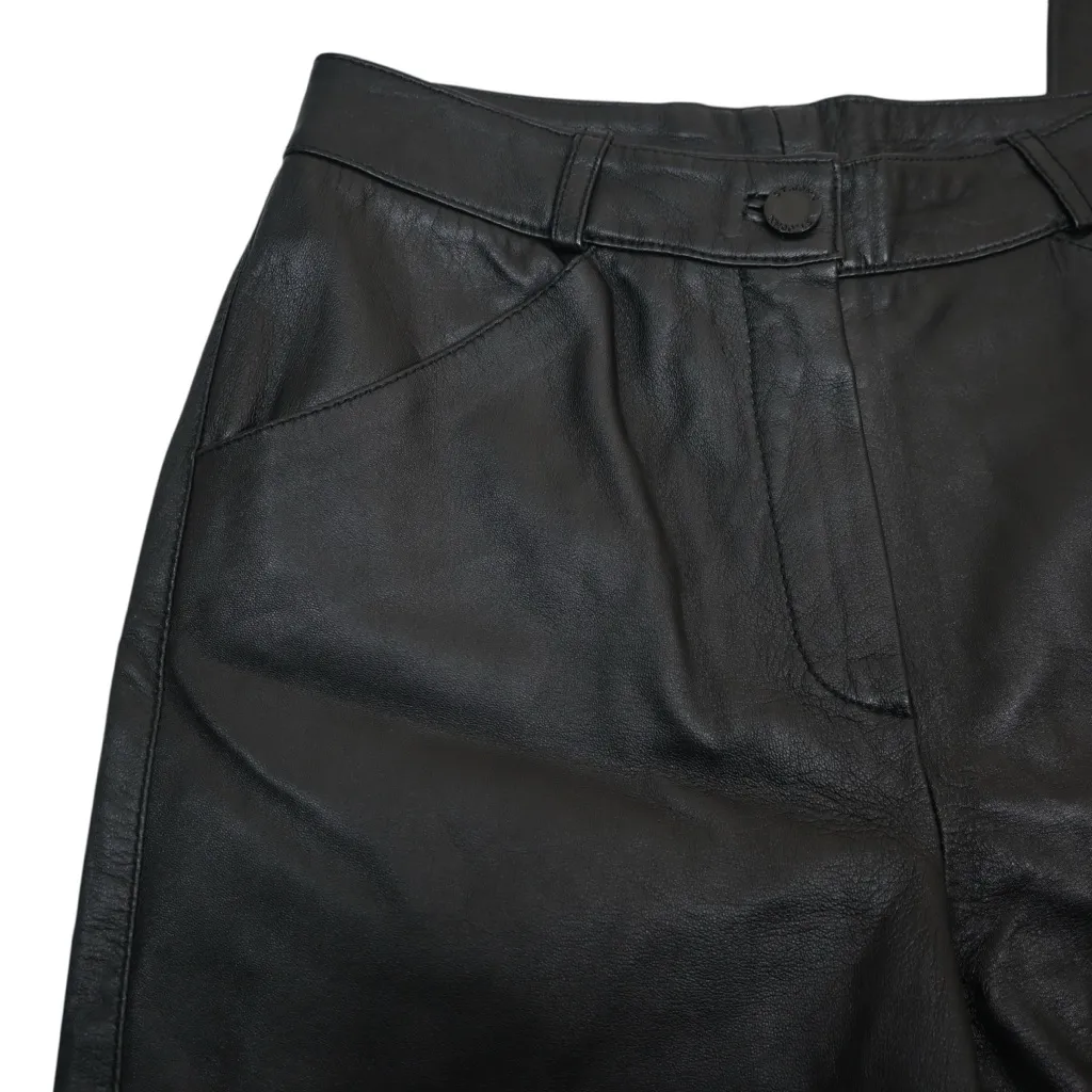 St. John Collection Women's 6 Leather Pants with Silk Lining Made in Italy - Image 7