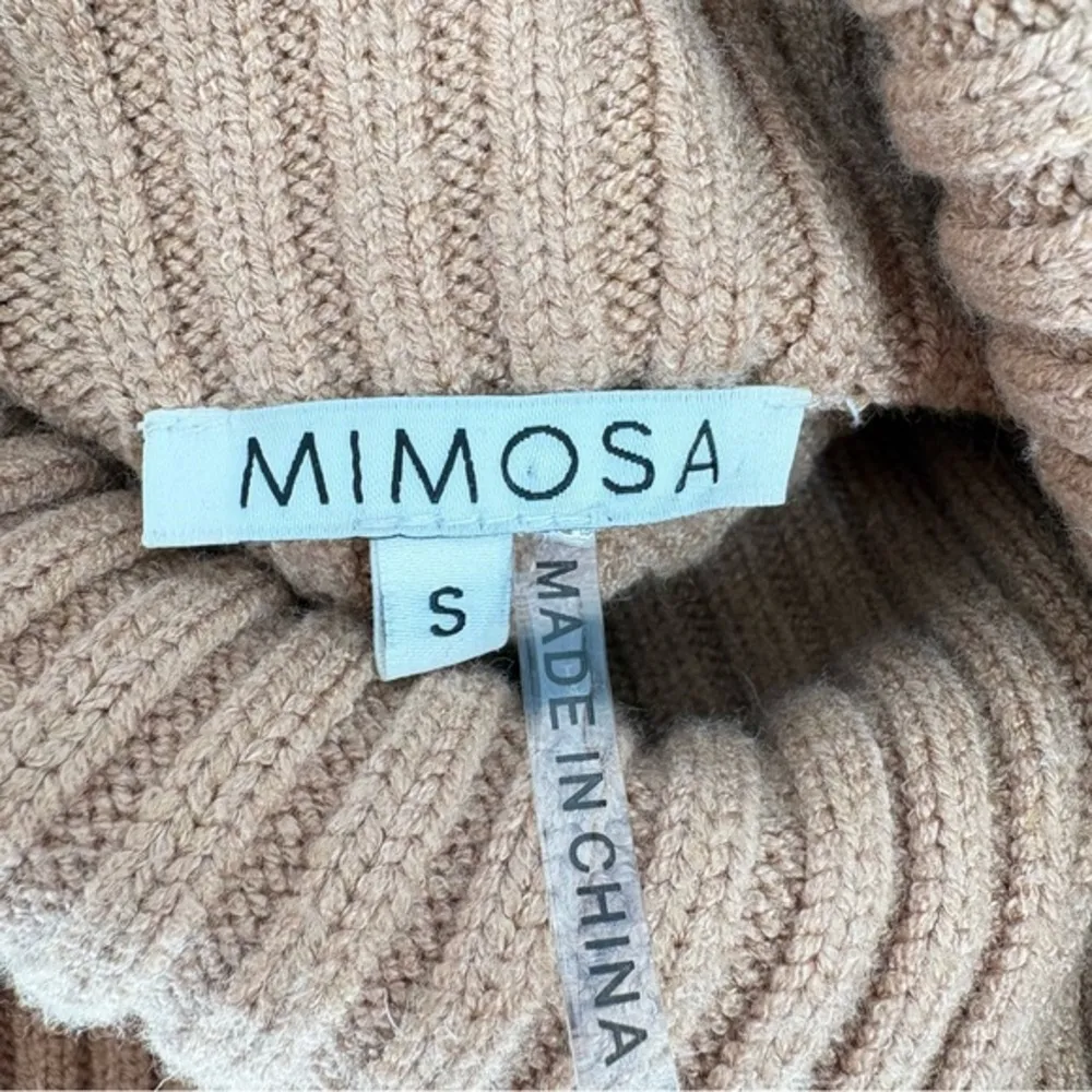 MIMOSA Women’s Sz Small Beige Cropped Turtleneck Sweater Cozy Oversized - Image 6