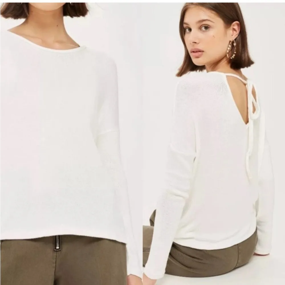 Topshop Lightweight Sweater Keyhole Back Tie  Blush Pink Ballet Core Sz 2 - Image 2