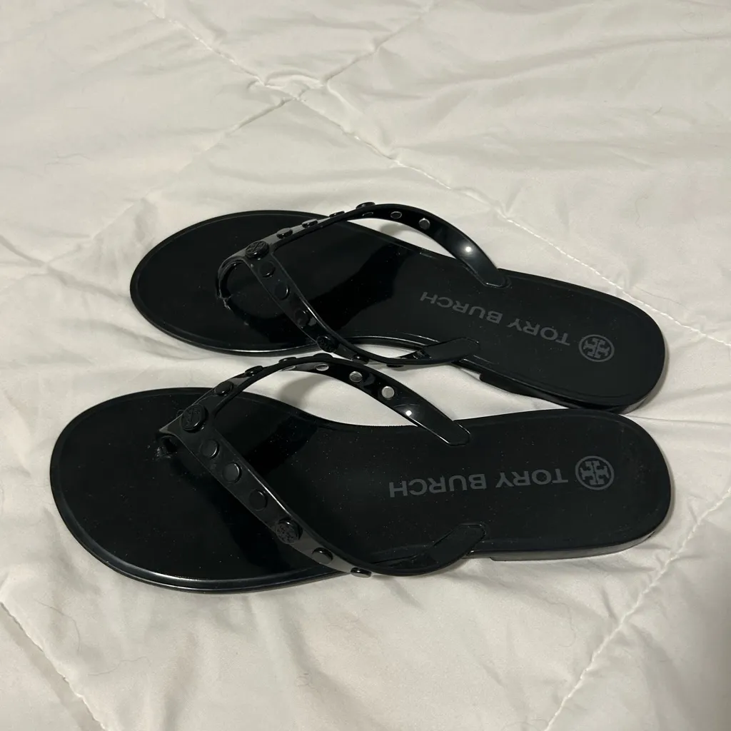 Tory Burch Studded Jelly Thong Flip Flop in Black size 9 - Image 5