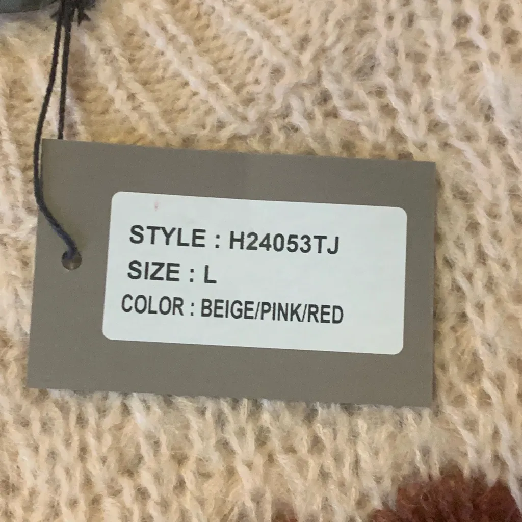 Elsamanda NWT Sweater L Beige/burgundy Stripe Italian Alpaca/wool Blend Warm Size L - Image 4