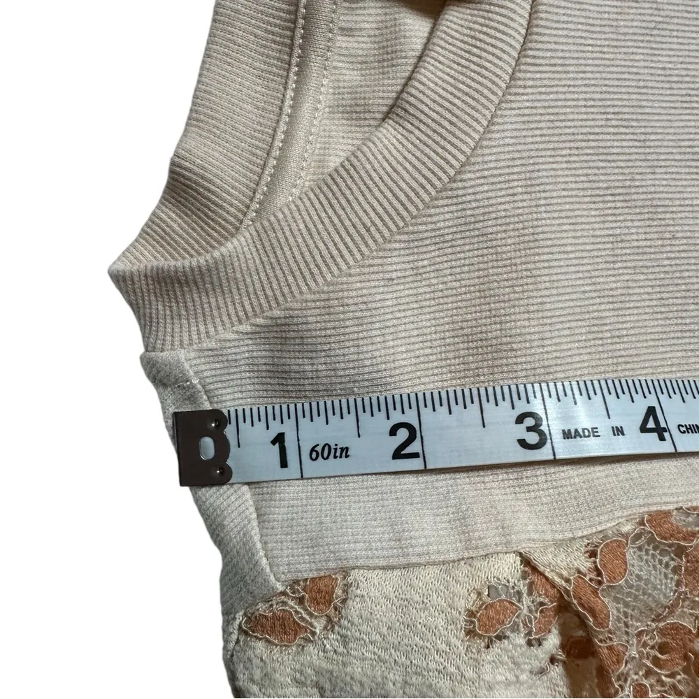 Dolan Cream Beige Tan Lace Statement Sleeve Long Sleeve Top XS - Image 7