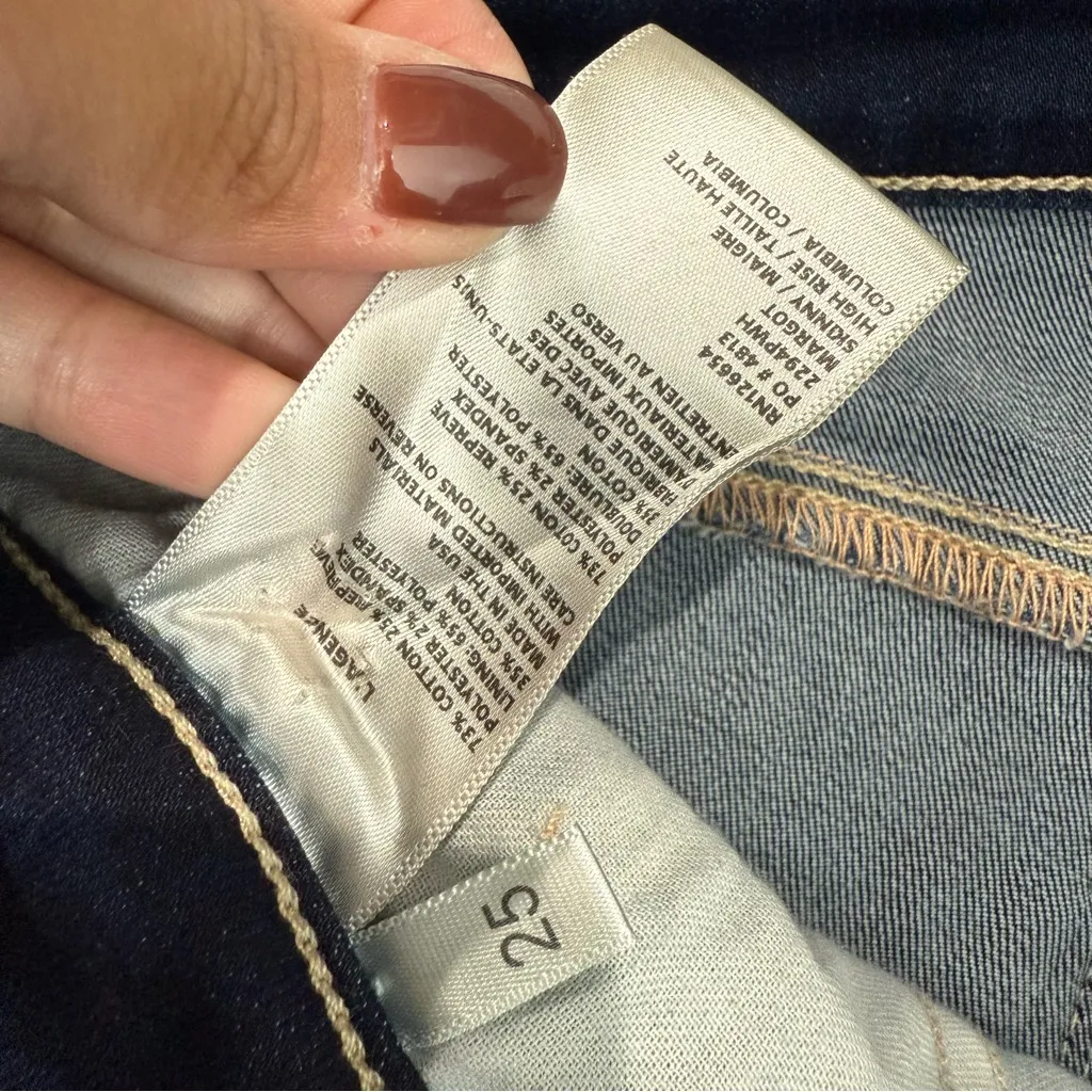 L'agence Margot‎ High Rise Skinny Super Stretch Cropped Columbia Raw Hem Size 25 - Image 7