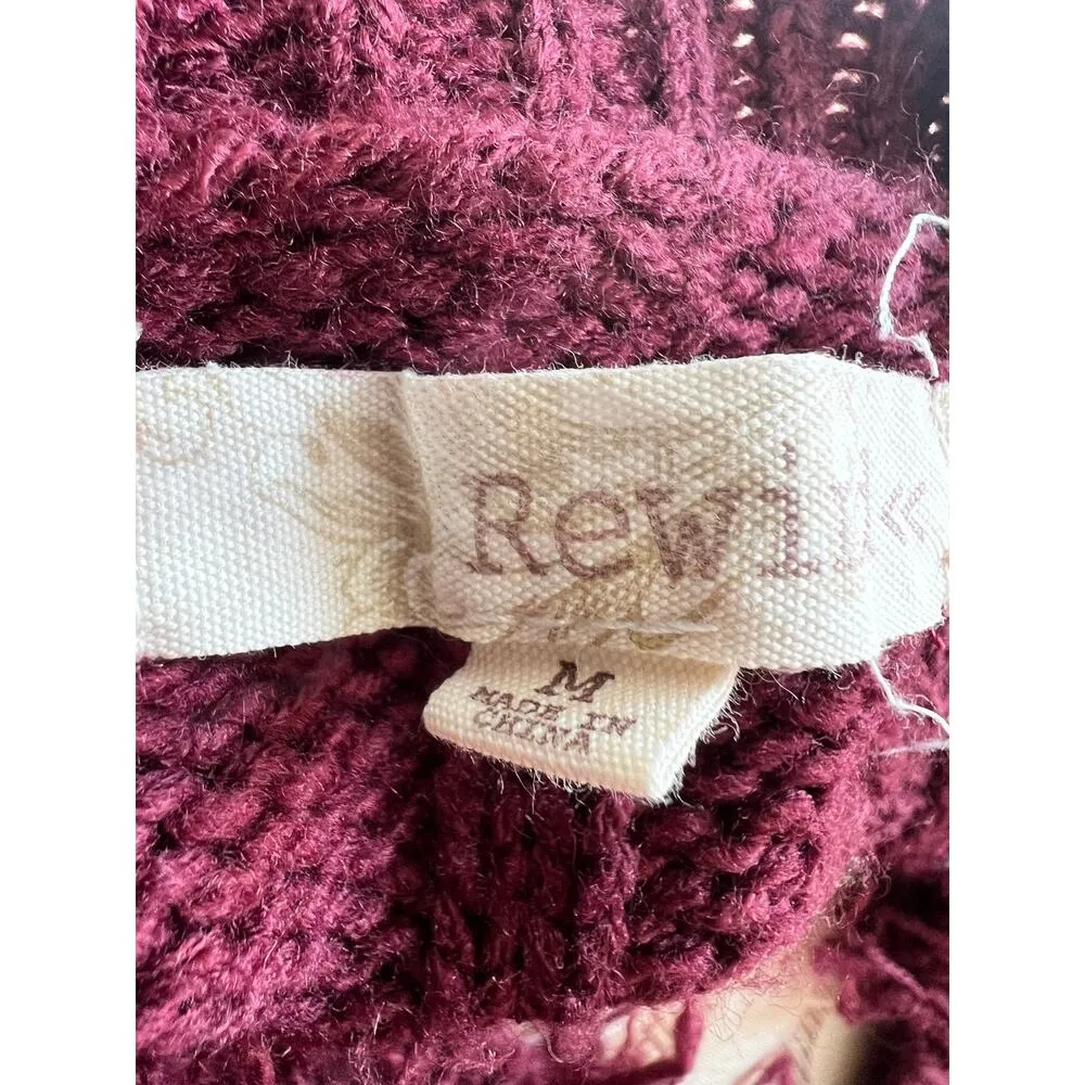 Rewind Cable Knit Fringe V-Neck Sweater Medium - Image 7