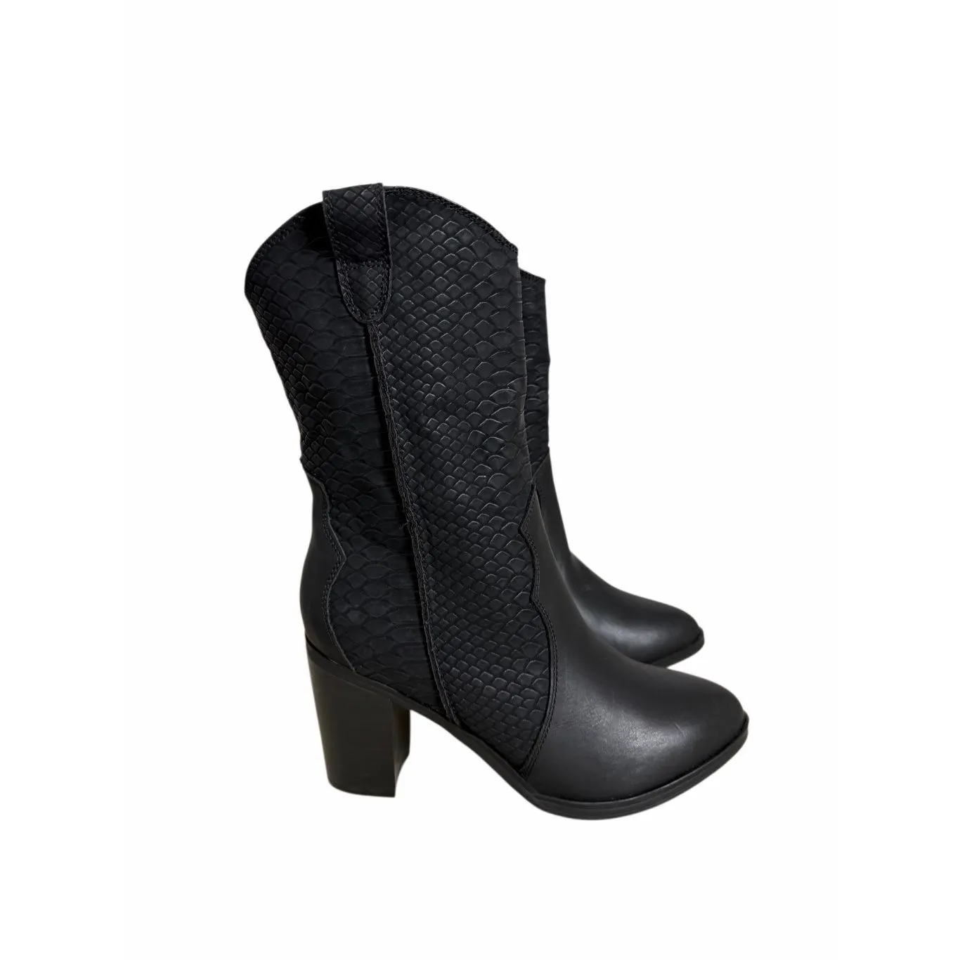 Mia Cindy Embossed Western Cowboy Boot in Black Python Size 7 NEW - Image 2