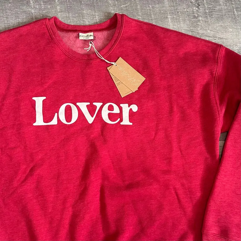 Oat Collective LOVER Red Pullover Sweatshirt NEW Womens XL Red Crewneck SOFT - Image 3