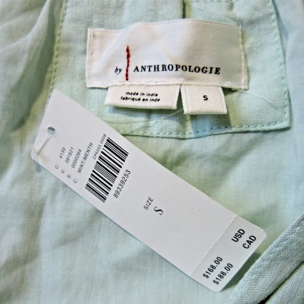 NWT by Anthropologie The Somerset Mini in Mint Embroidered Linen Dress S  Green - $150 (10% Off Retail) New With Tags