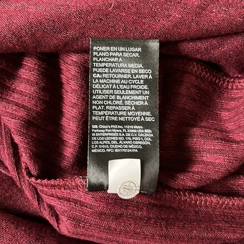 CHICO’S ZENERGY SOFT ESSENTIALS
RIBBED MIXED NECK TUNIC SPICED BORDEAUX sz. 8/10 - Image 10