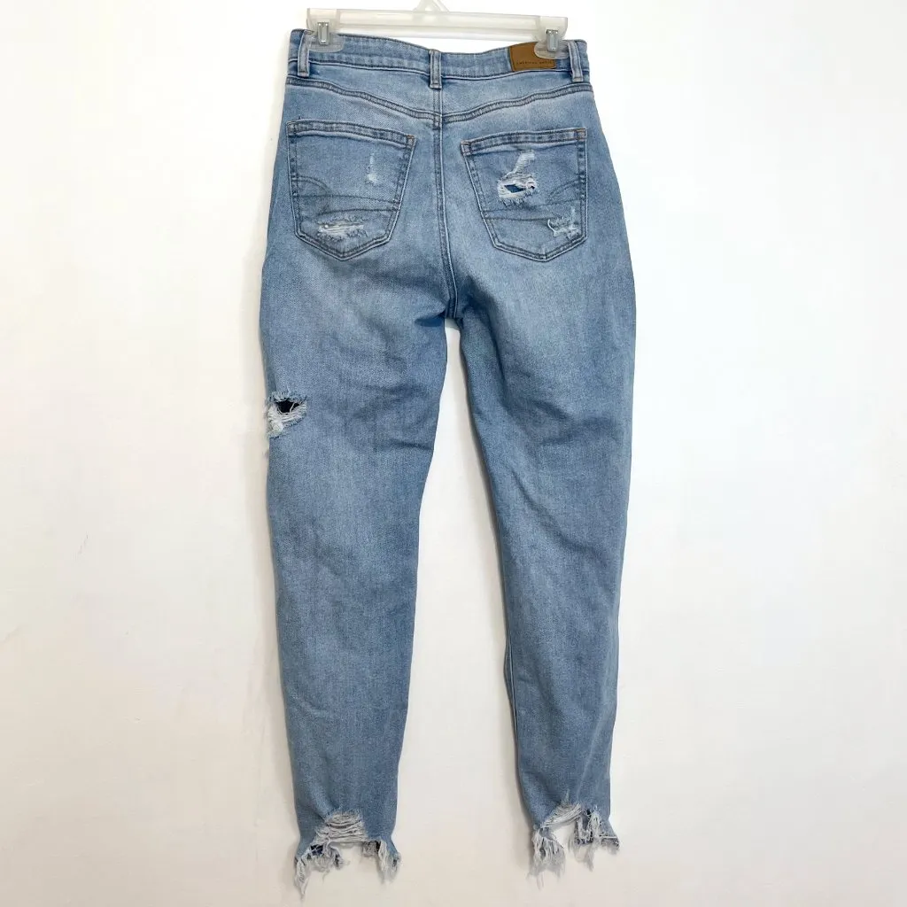 American Eagle  AE Stretch Ripped Mom Jean Light Wash High Waisted Distressed 2 - Image 15