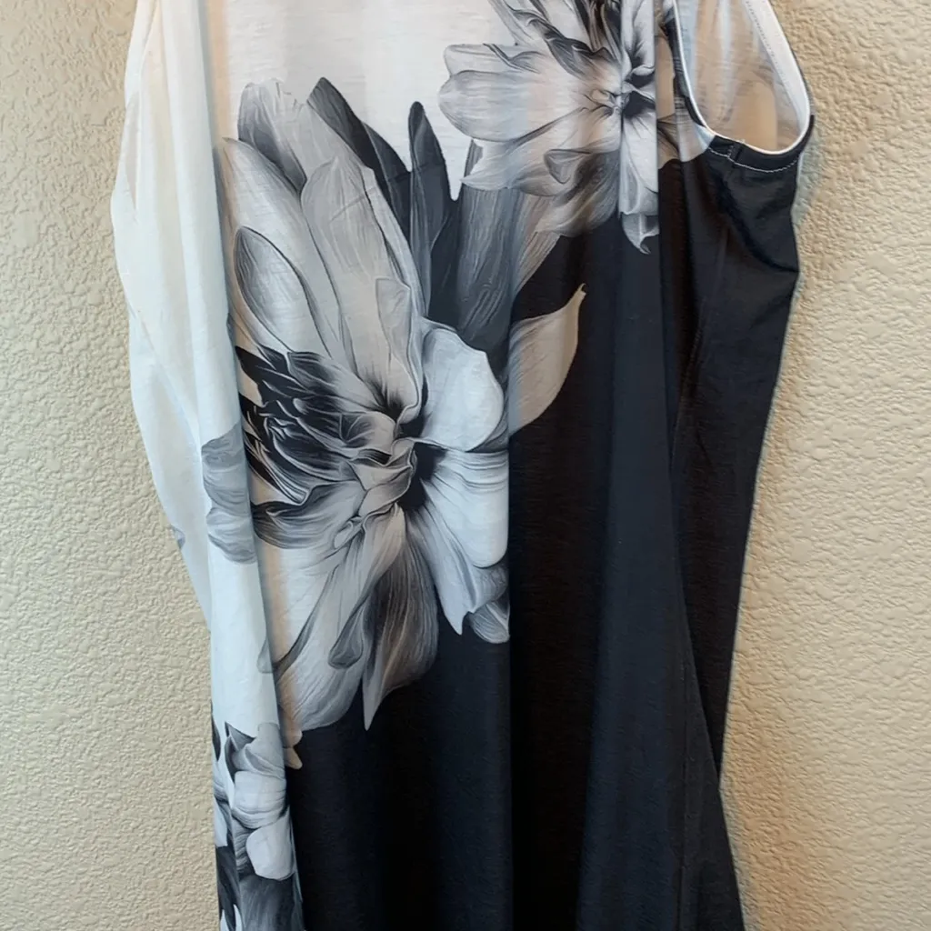 Floral mini dress sz XL NWT vacation beach resort casual comfy summer neutral White - Image 11