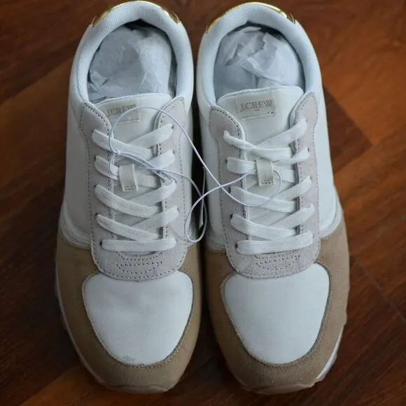 J.Crew Spring Trainer Sneaker Size 7.5 W White Cream New Gold Minimalist Beige - Image 2