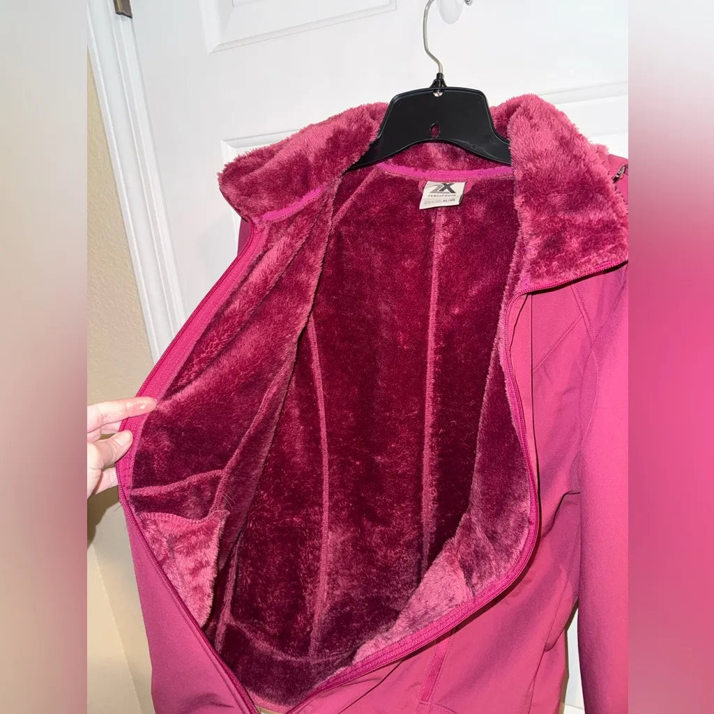 ZeroXposure New Lillian Soft Shell Lined Jacket Zip Pockets Raspberry Pink XL - Image 9