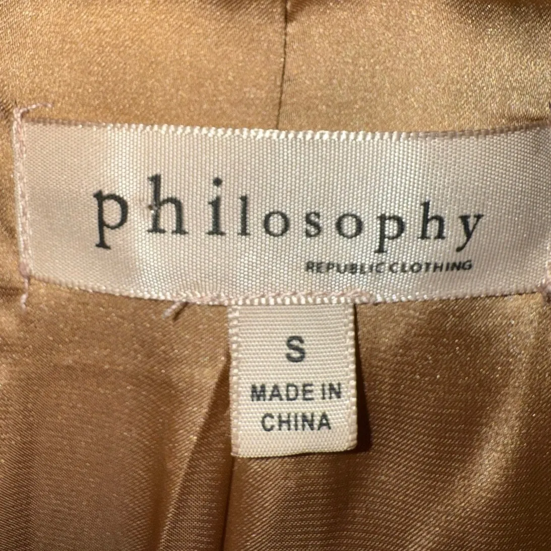 Philosophy Faux Fur Teddy Coat women’s small brown tan beige pockets buttons - Image 3