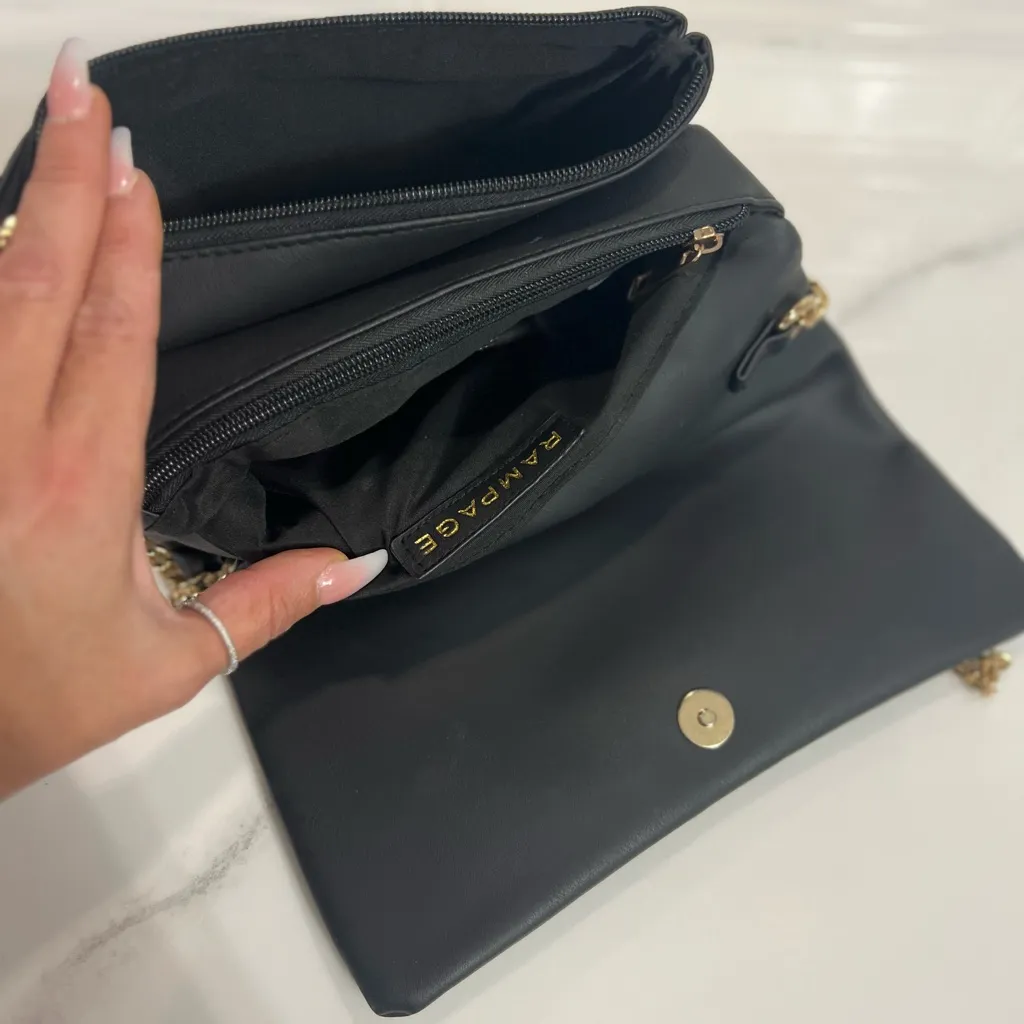 Beautiful Rampage soft leather black shoulder bag with gold rope straps. NWOT. - Image 4