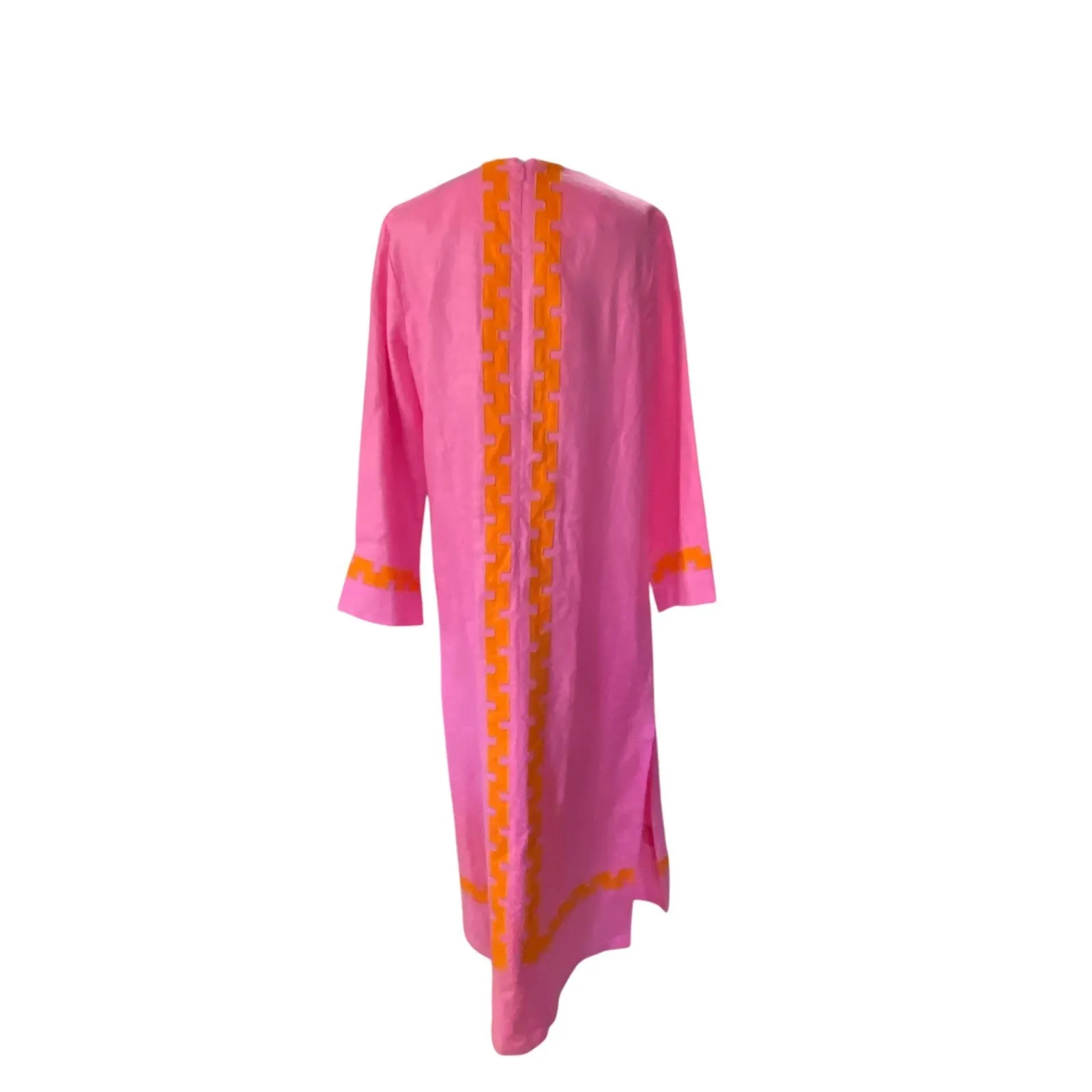 RARE Tuckernuck x Atlantic Pacific Size Small Hot Pink and Orange Linen Dress - Image 6