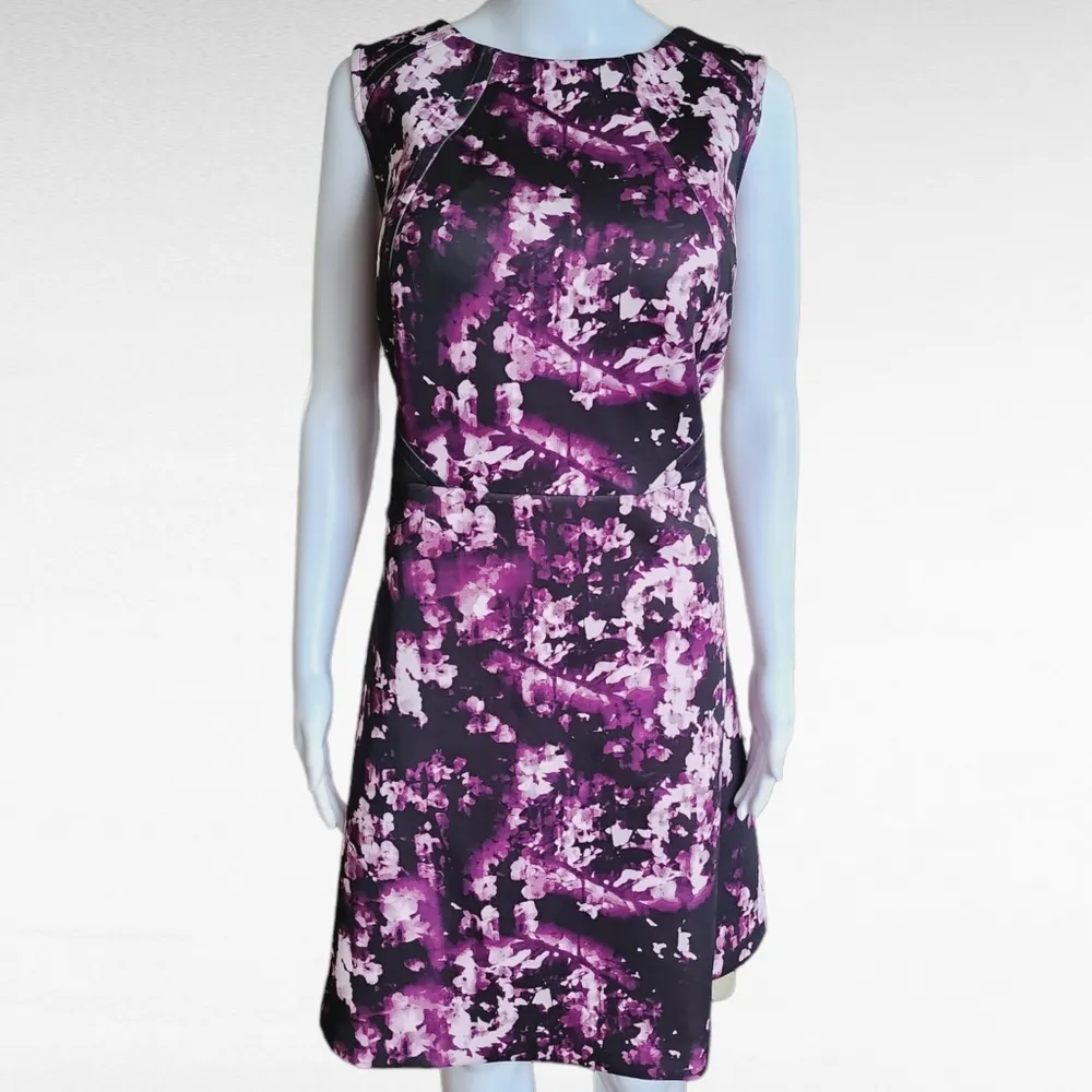 Jennifer Lopez Magenta Abstract Fit & Flare Scuba Dress Size 20W - Image 2