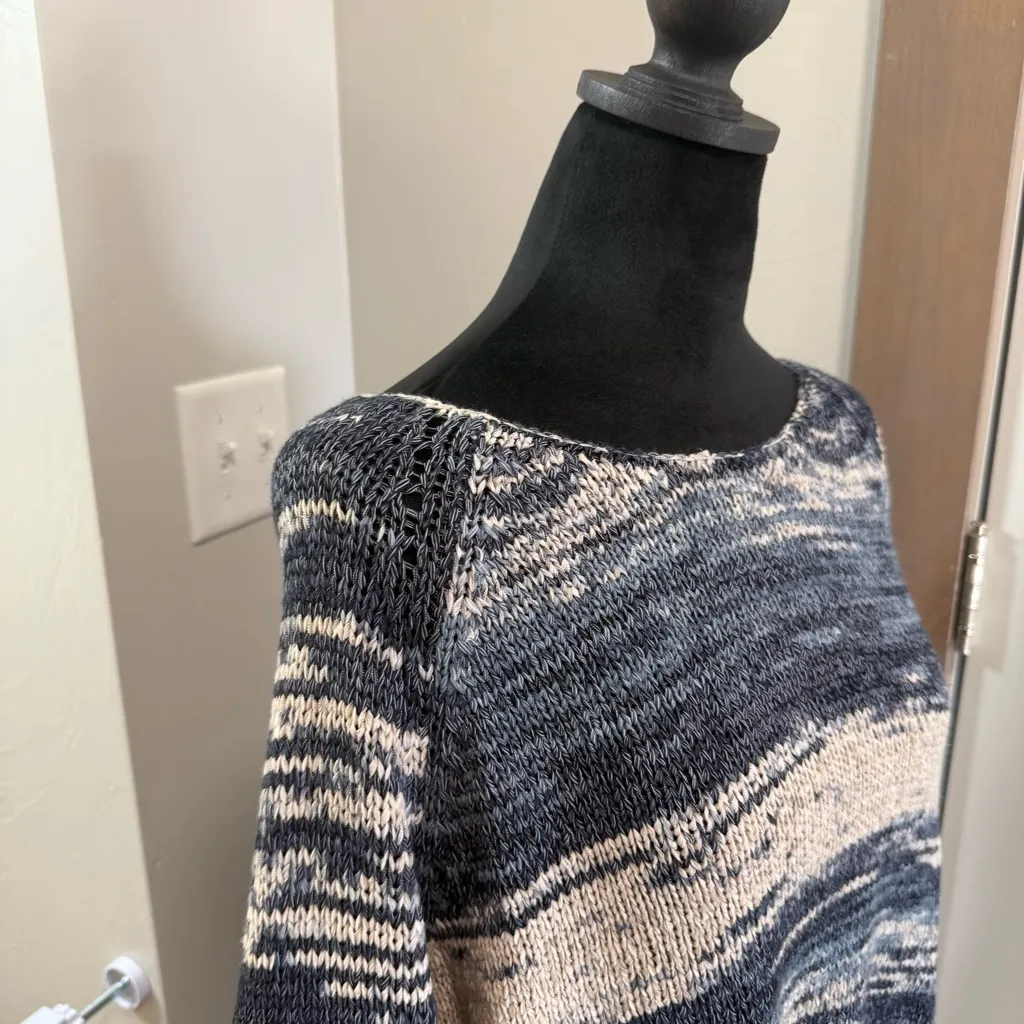 Coldwater Creek Blue Cream Knit Tunic Sweater Crewneck Stripe Long Casual‎ 2X - Image 8