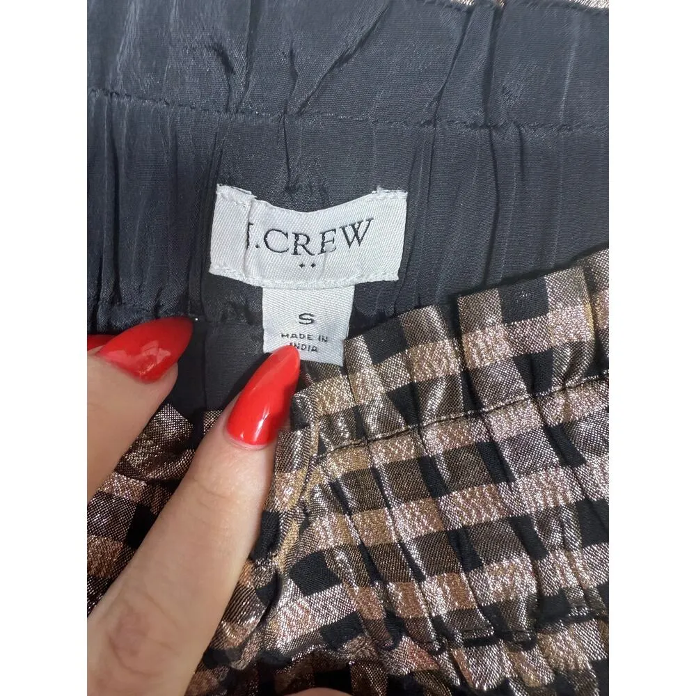 J.Crew Black Gold Metallic Gingham Mini Skirt | Size S - Image 4