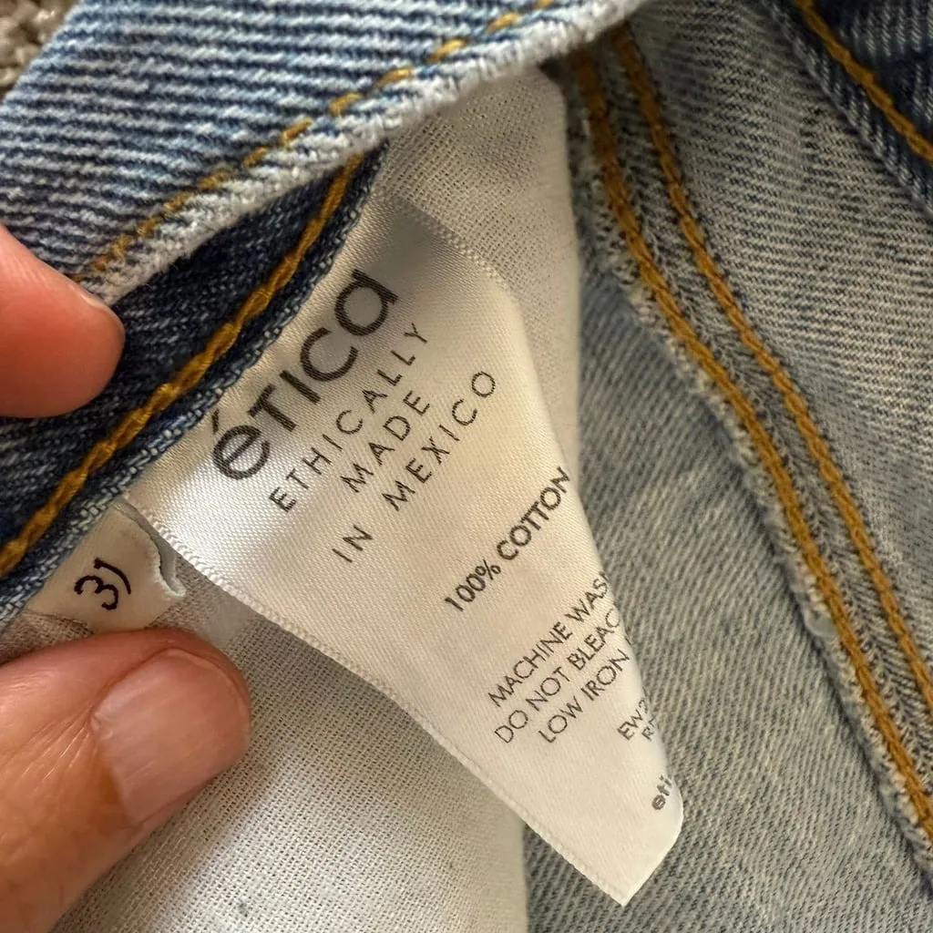 NWT Anthropologie Etica Women Stanton Relaxed wide Leg‎ Arctic Jeans Size 31 Y2K Blue - Image 5