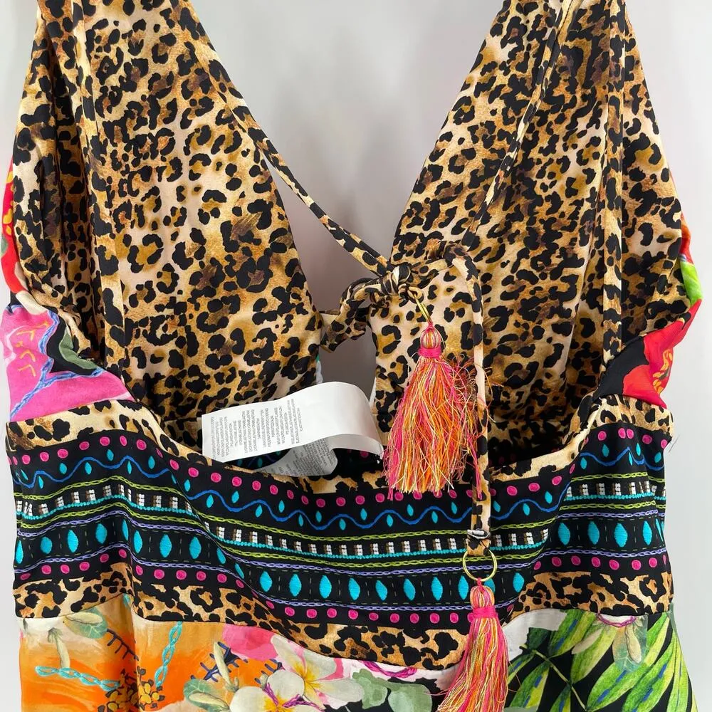 SUNSHINE 79 Rio Swimsuit SZ 10 Reversible One Piece NWT Plunge Tropical Leopard Black - Image 12
