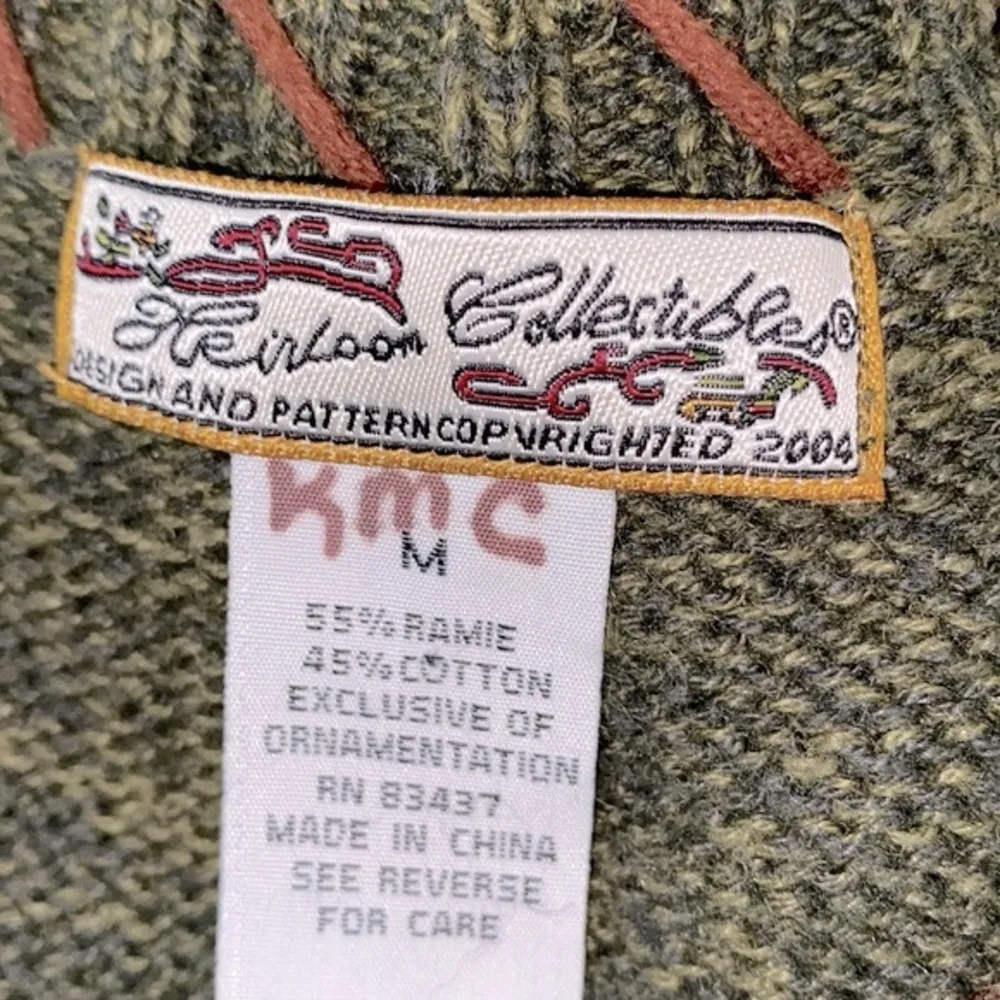 Vintage collectible green Fall scarecrow & pumpkins embroidered vest size medium - Image 5