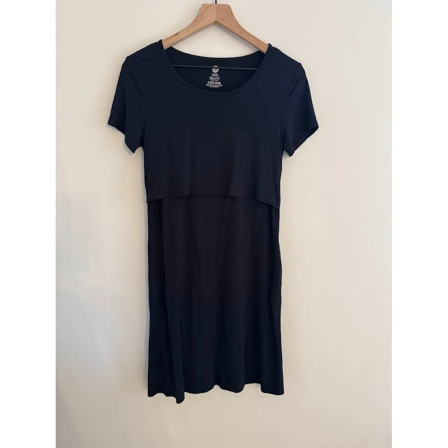 Kindred Bravely Black Short Sleeve Nursing Breastfeeding Midi Dress Small Petit - Image 2