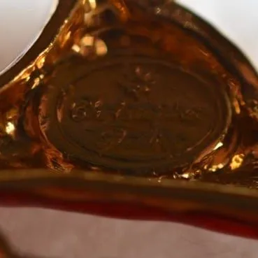 Vintage Christopher Radko Stamped Red/Purple Enamel Gold ToneChristmas Brooch - Image 3