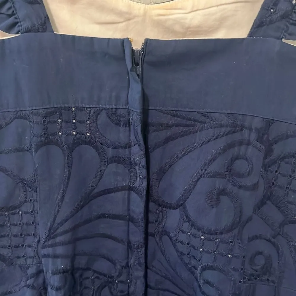 LILLY PULITZER A Dollop of Scallop Eyelet Sarafina Shift Dress, Navy, Size 2 - Image 11