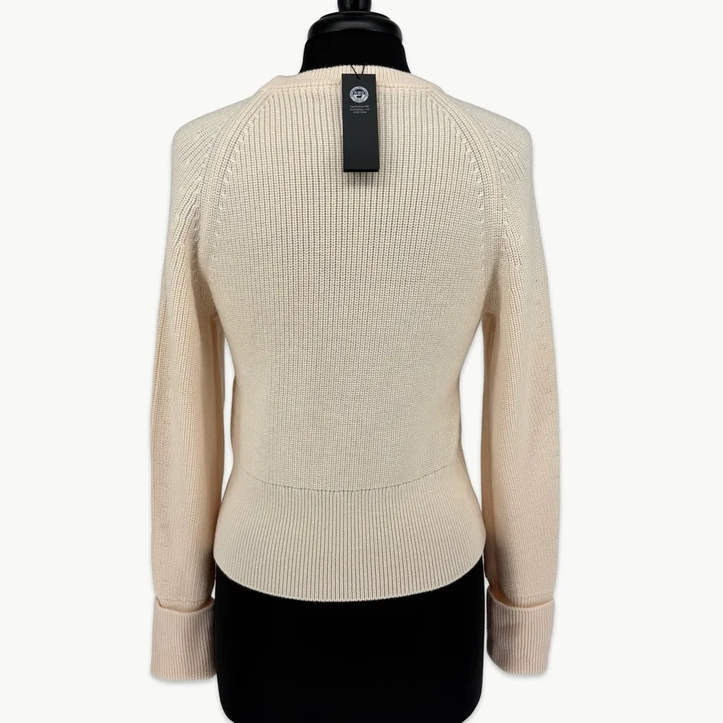 NWT Banana Republic Merino Wool Crewneck Knit Cuffed Sleeve Sweater | XS | Ivory - Image 9
