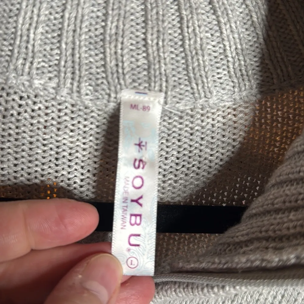 Soybu Gray Nordic Print Quarter Zip Long Sleeve Sweater Dress Women’s Size Large - Image 7