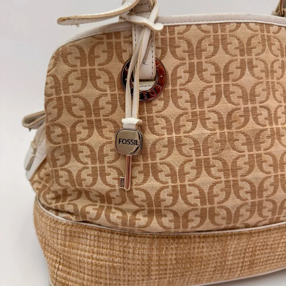 Fossil Monogram Canvas Brown Shoulder Satchel Purse - Image 13