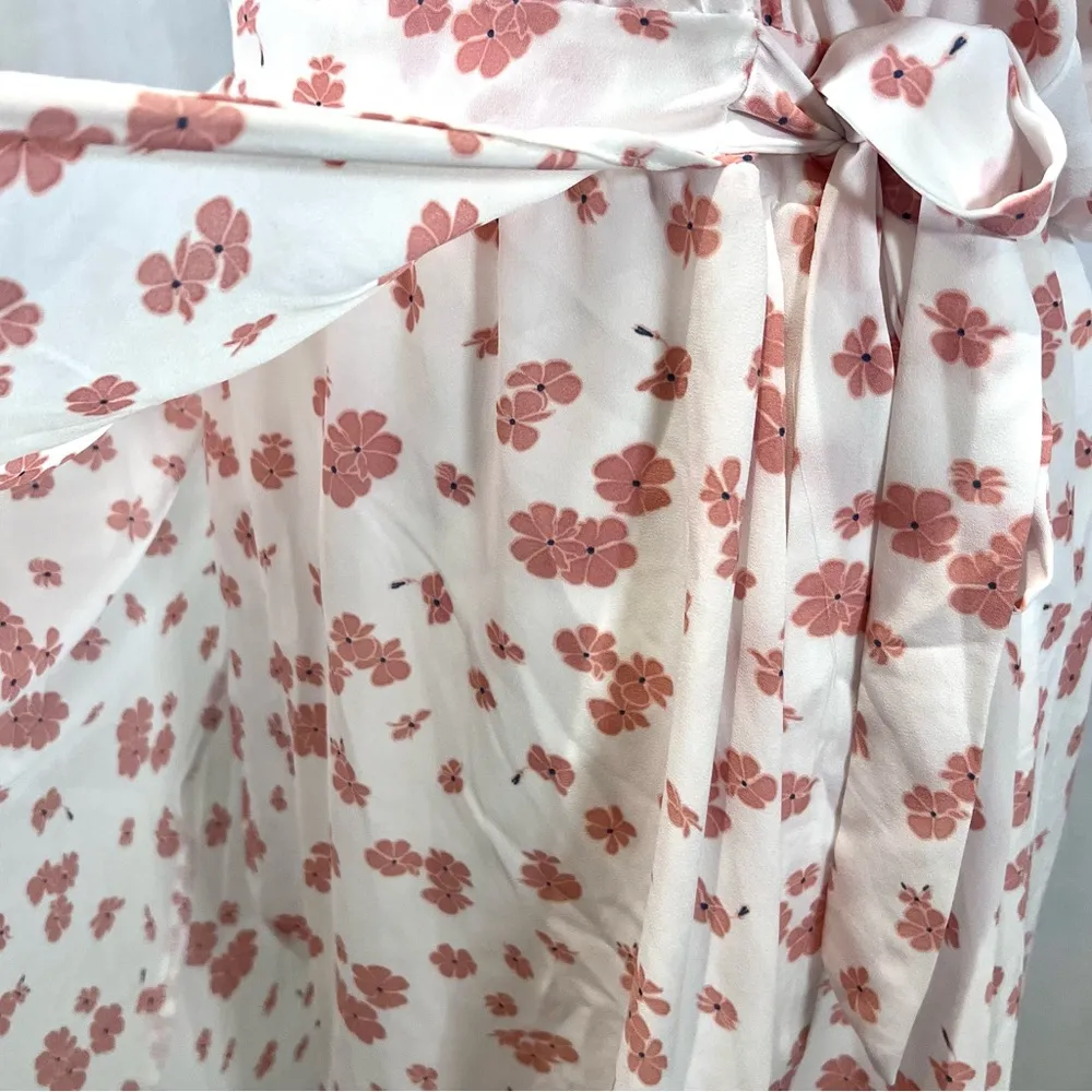 Jessica Simpson white and blush floral off shoulder faux wrap dress size large - Image 5