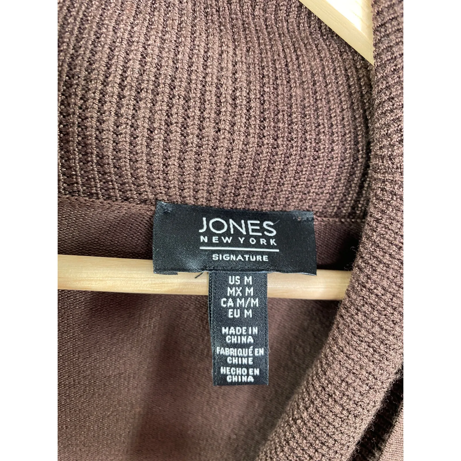 Jones New York Signature Brown Waffle Knit Sweatshirt Women's Size Medium M - Image 5