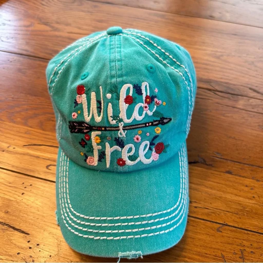 Wild & Free Distressed Ball Hat Blue - Image 4