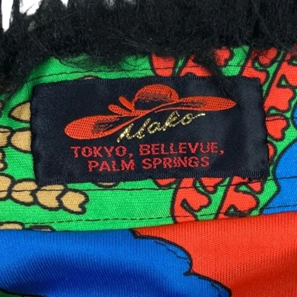 VINTAGE 1980's Designer Mako | Small | Faux Fur Trim Cardigan Blazer Jacket Knit Black - Image 9