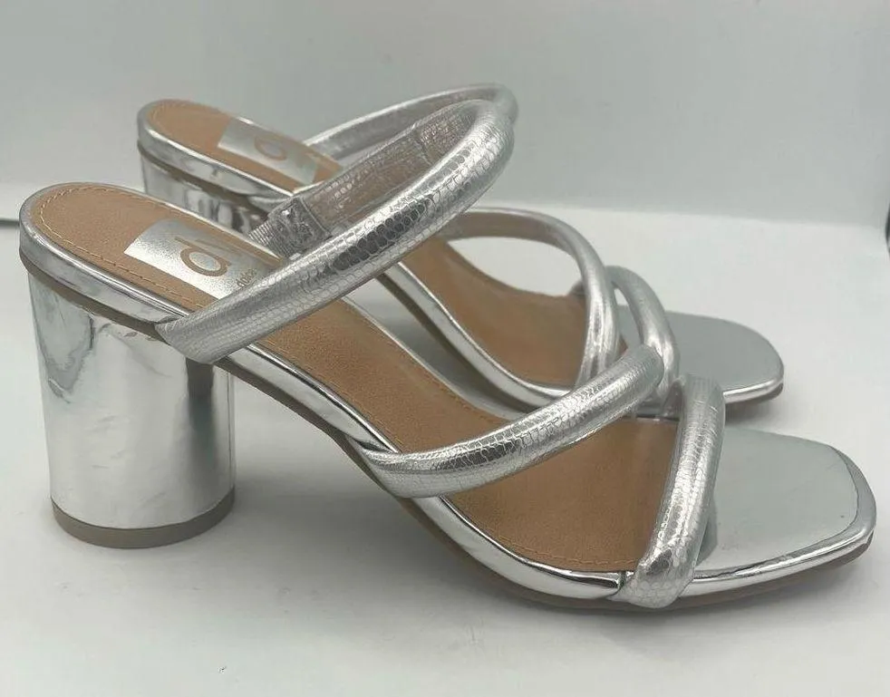 Dolce Vita Myla strapy slip on block heel silver sandals women Size 5 - Image 8