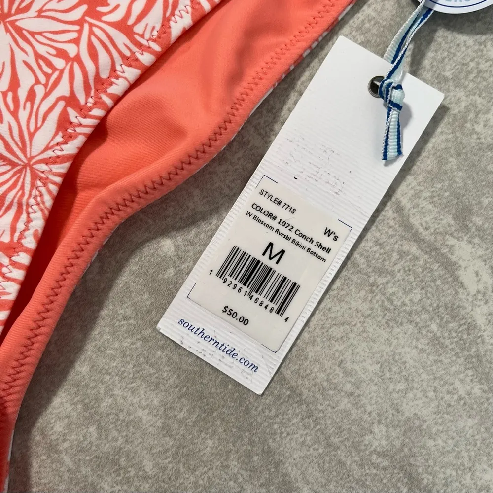 Southern Tide Bikini Bottom Conch Shell Coral Blossom Reversible Swim Sz M NWT - Image 9