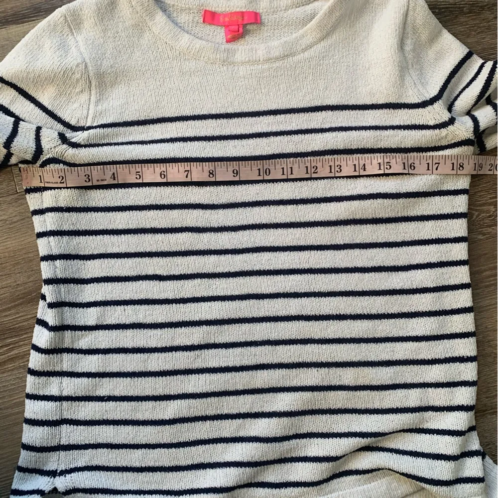 Lilly Pulitzer Crewneck KnitNavy Blue & White Striped Sweater S - Image 4