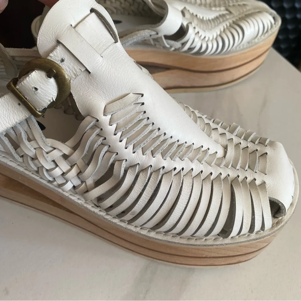 Jeffrey Campbell Free People Gemma Hurache white woven leather platform sandal 7 - Image 5