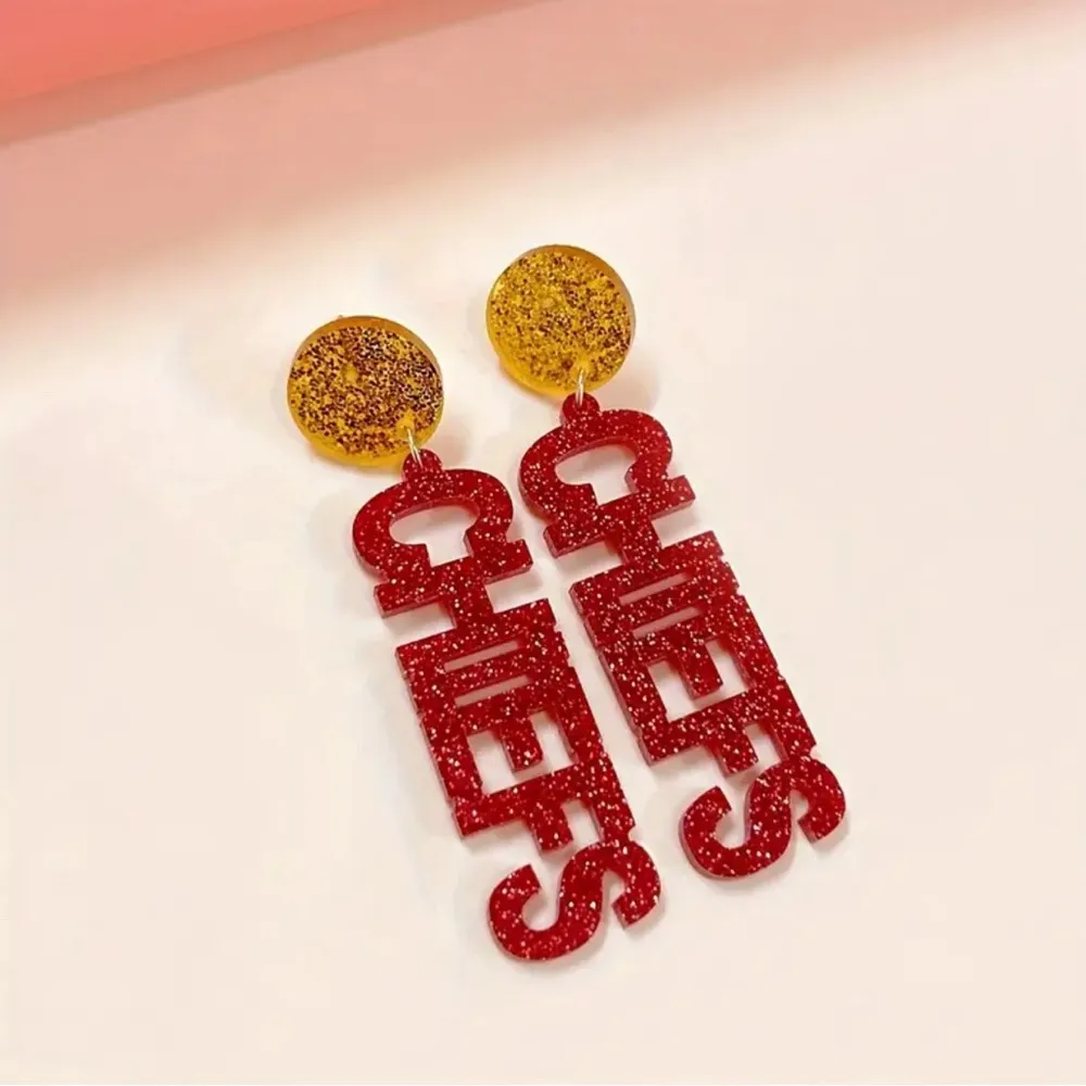 Go Chiefs! Acrylic earrings - Image 3