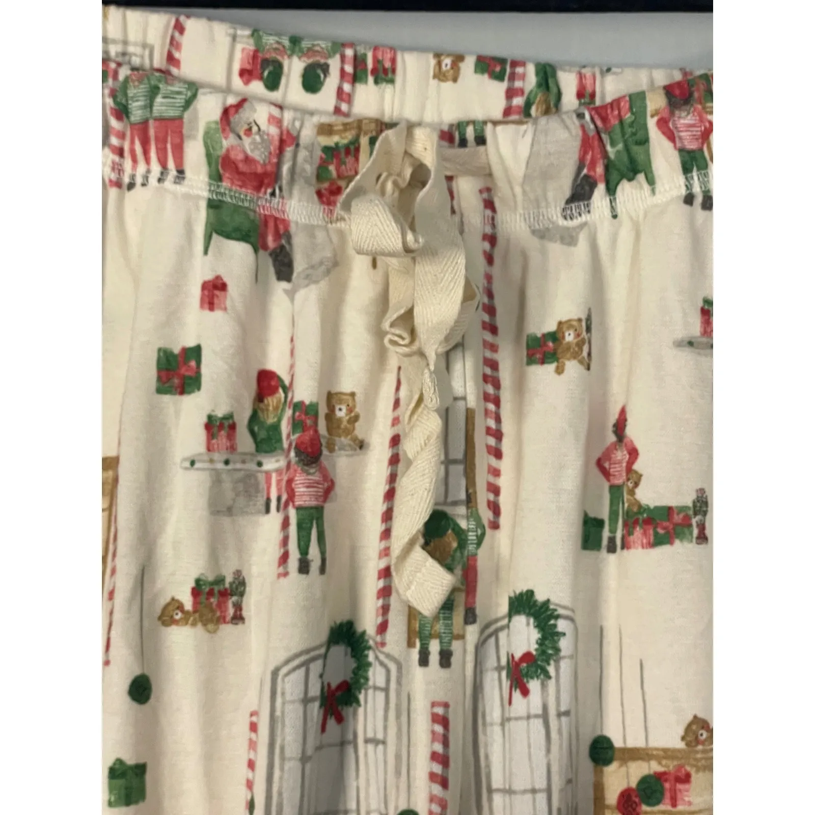 Burt's Bees Baby Christmas Pajama Pants Size L‎ Cream Santa Reindeer Print Red Size L - Image 8